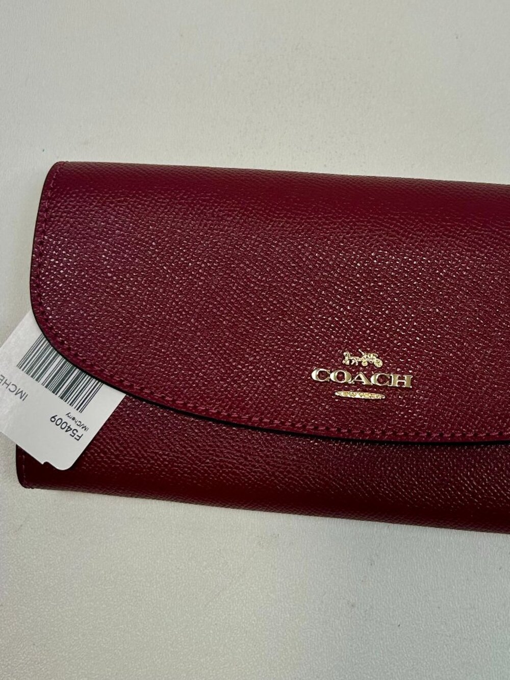 COACH Crossgrain Leather Slim Envelope Wallet Cherry NWT $250